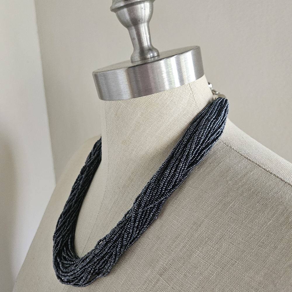 NWT STEPHAN ADRIAN Dark Gray Beaded Necklace | 20" - Picture 4 of 6